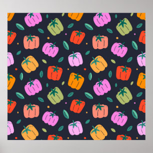 Bell Peppers Hand Drawn Vegetable Poster