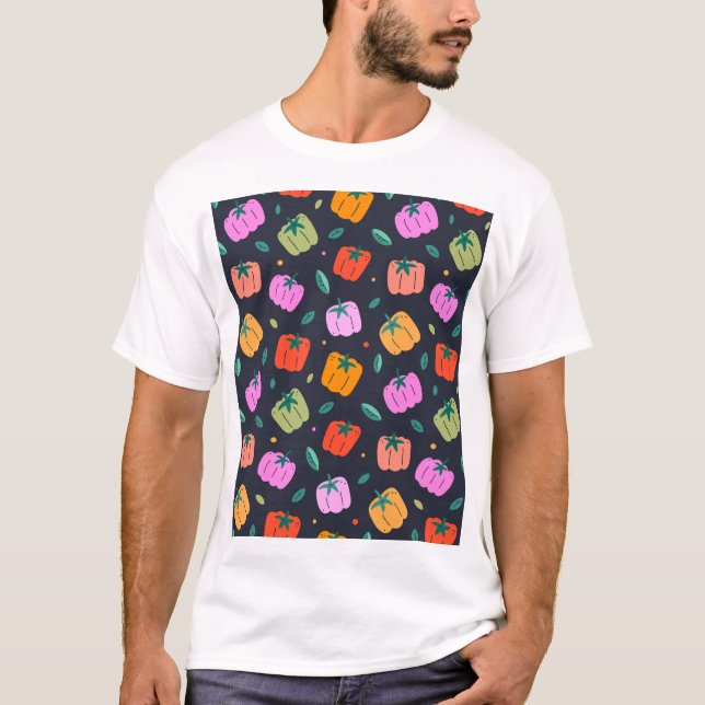 Bell Peppers Hand Drawn Vegetable T-Shirt (Front)