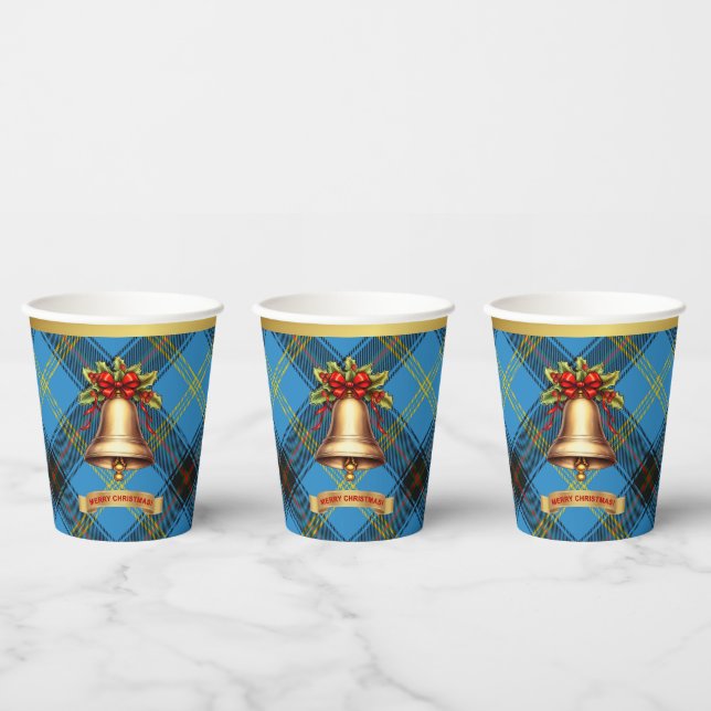 Bell Personalised Tartan Christmas  Paper Cups (Multi)