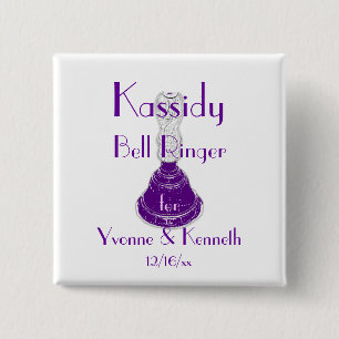 "Bell Ringer" w/ Names and Wedding Date 15 Cm Square Badge