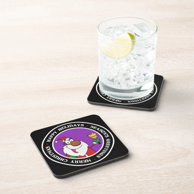 Bell Ringing Black Santa Claus Coaster (Right Side)
