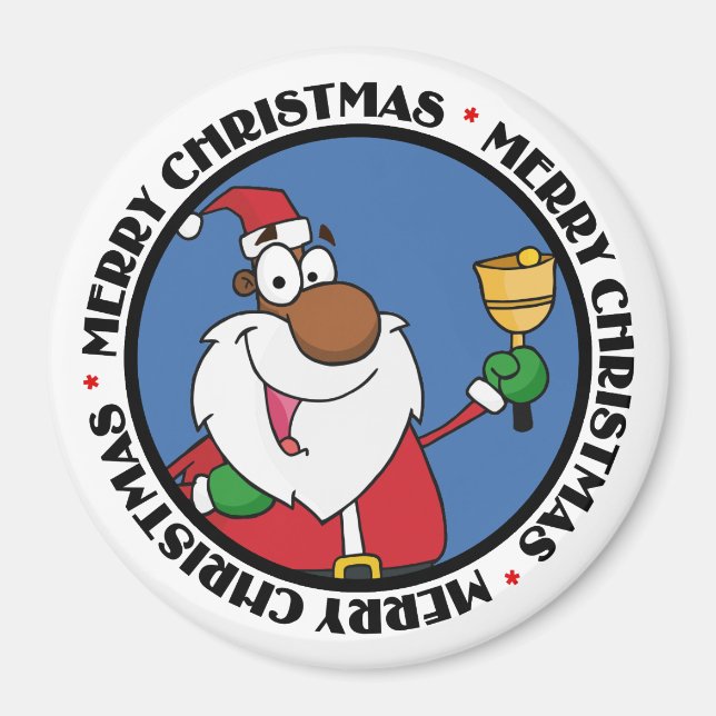 Bell Ringing Black Santa Claus Magnet (Front)