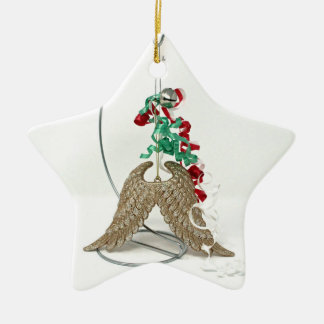 Bell Rings, An Angel Gets Her Wings Gold Feathers Ceramic Tree Decoration