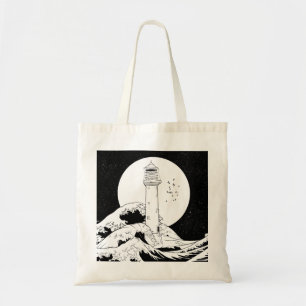 Bell Rock lighthouse black and white Tote Bag