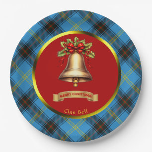 Bell Tartan Personalized Christmas Paper Plate