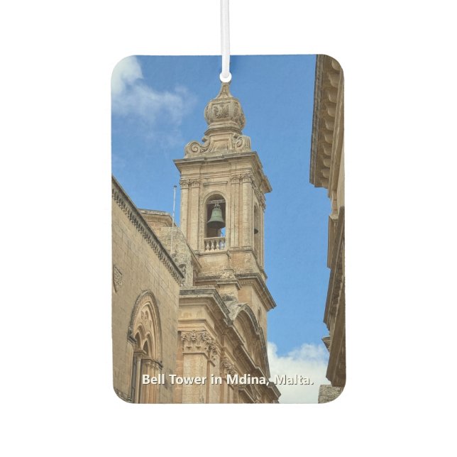 Bell Tower in Mdina, Malta. Car Air Freshener (Front)