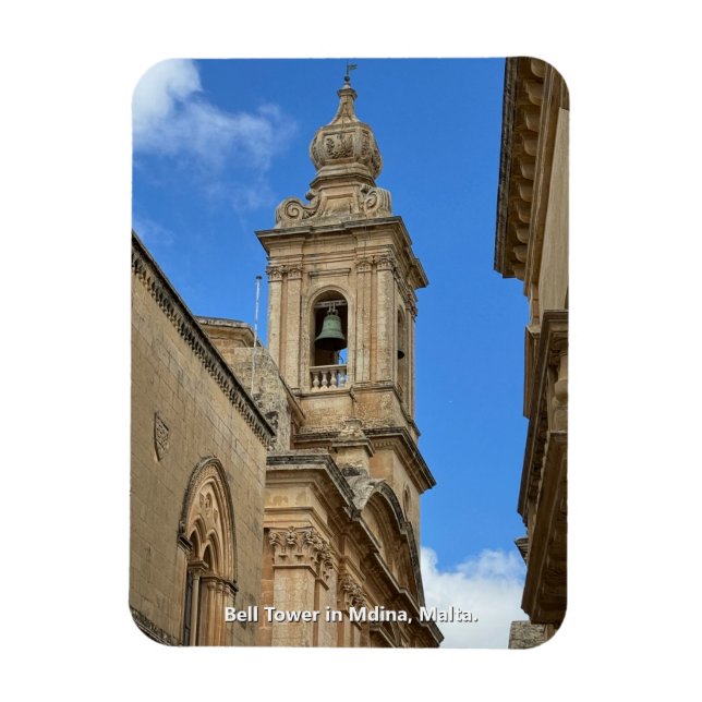 Bell Tower in Mdina, Malta. Magnet (Vertical)