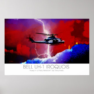 Bell UH-1 Iroquois Huey Lightning Strike Surreal Poster