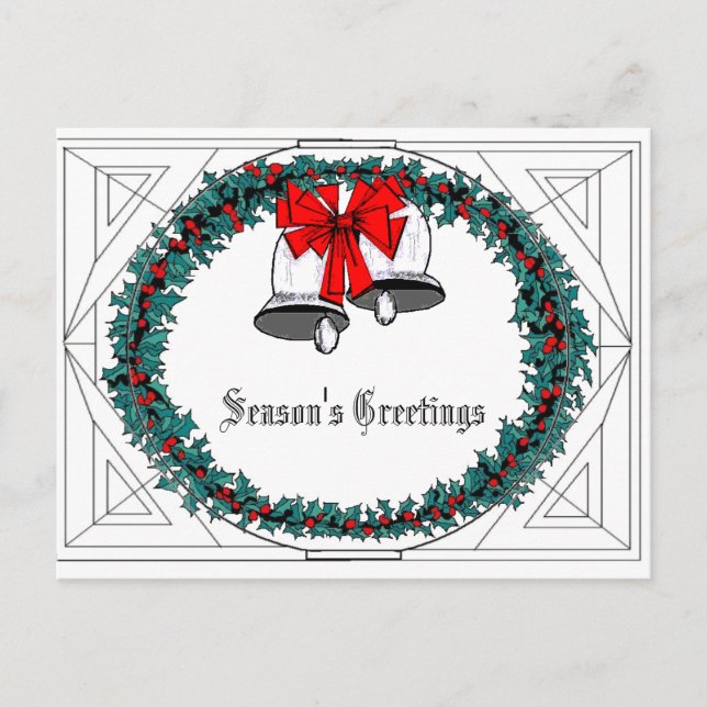 Bell Wreath Holiday Postcard (Front)