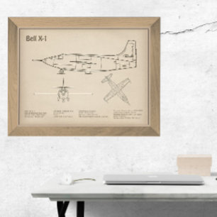 Bell X-1 - Aeroplane Blueprint Plans SD Photo Print