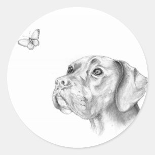 Bella A Boxer Labrador Retriever Dog Butterfly Classic Round Sticker