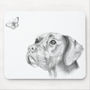 Bella A Boxer Labrador Retriever Dog Butterfly Mouse Mat