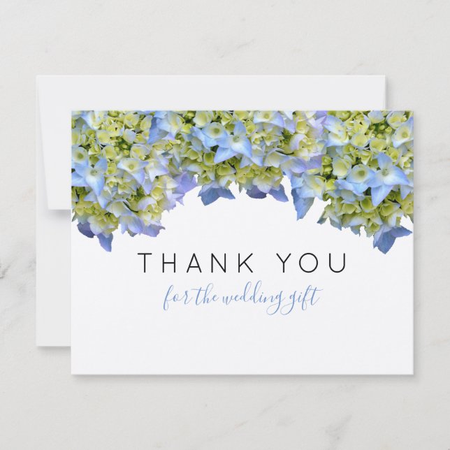 Bella Blue Hydrangea Floral Flat Thank You (Front)