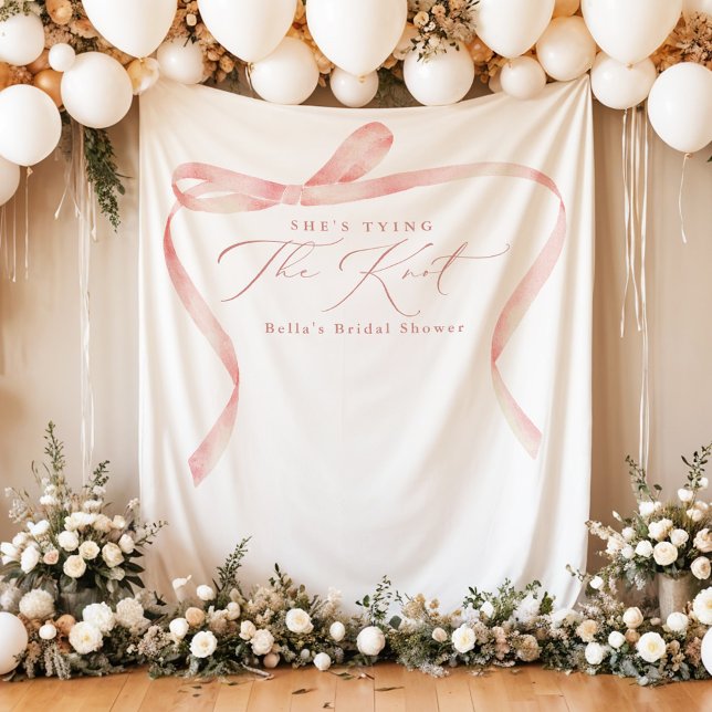 BELLA Blush Bow She's Tying the Knot Bridal Shower Tapestry (Creator Uploaded)