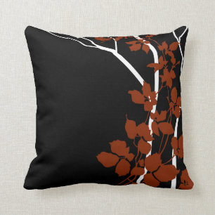 Bella Cherry Blossoms   black brick red rust white Cushion