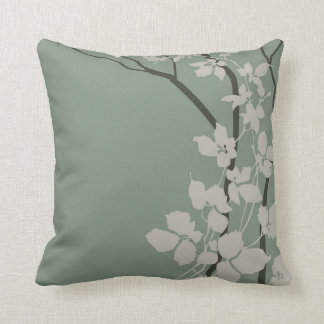 Bella Cherry Blossoms | olive grey sage jade mist Cushion