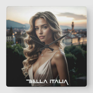 BELLA ITALIA - LOVE FROM ITALY SQUARE WALL CLOCK