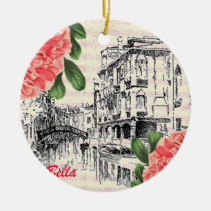 Bella Italy Peony Ceramic Tree Decoration