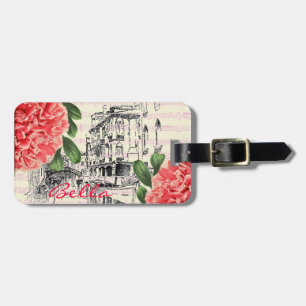 Bella Italy peony Luggage Tag