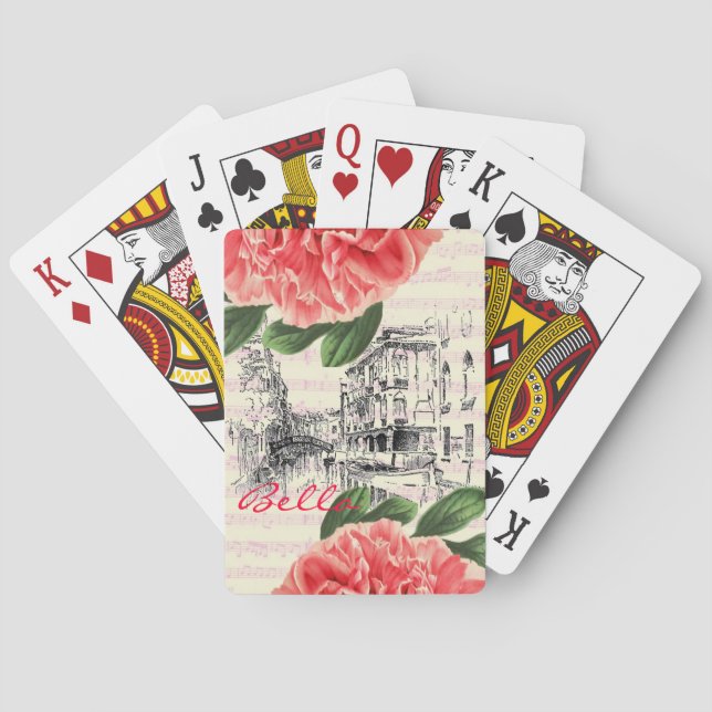 Bella Italy peony Playing Cards (Back)