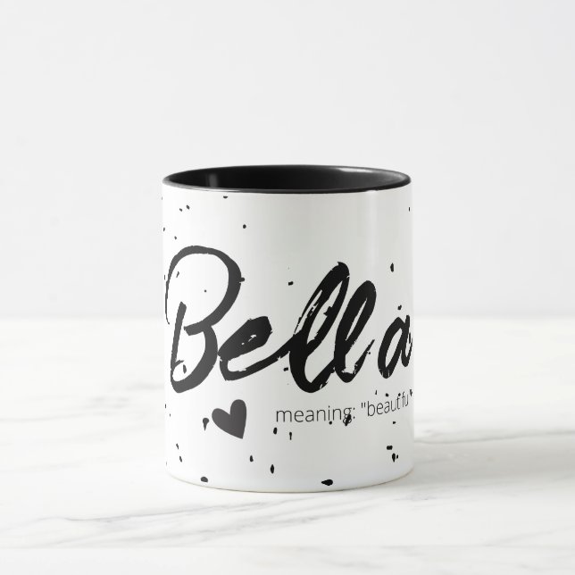 Bella Name Meaning Minimal Modern Text Simple Gift Mug (Center)