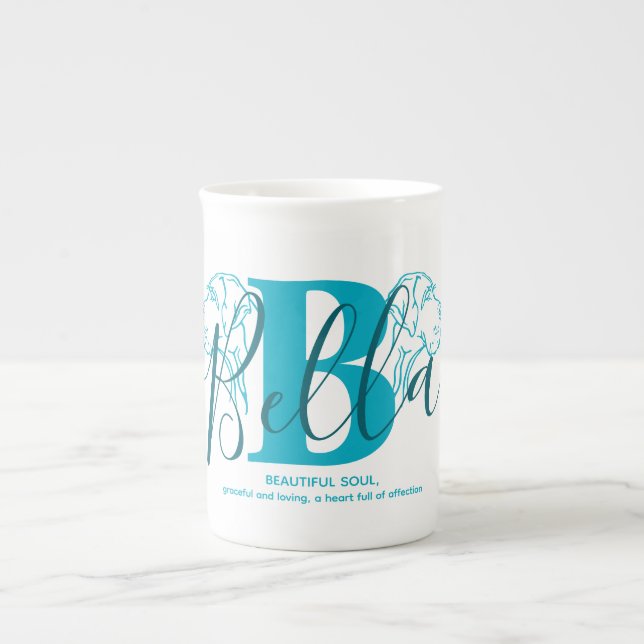 Bella Name Meaning Monogram  Bone China Mug (Front)