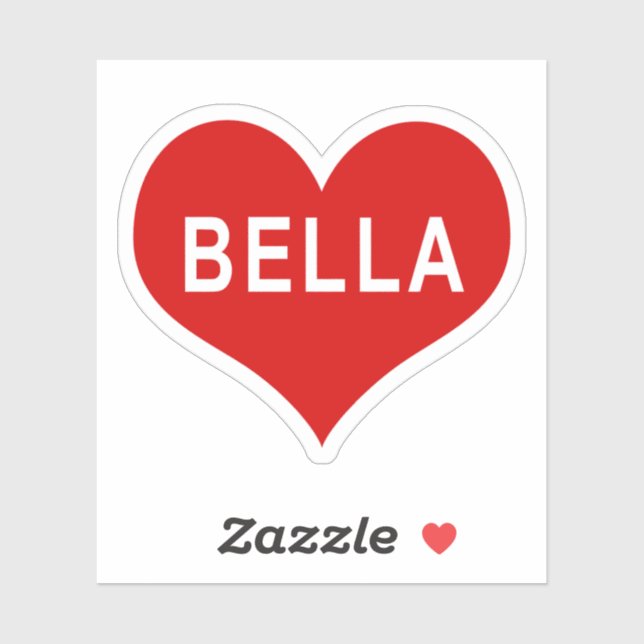 BELLA NAME Red Love Heart Vinyl Sticker (Sheet)