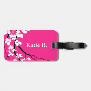 Bella Swirling Vines Cherry Blossom   fuchsia Luggage Tag