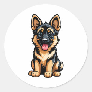 Bella the German Shepherd Pup Classic Round Sticker