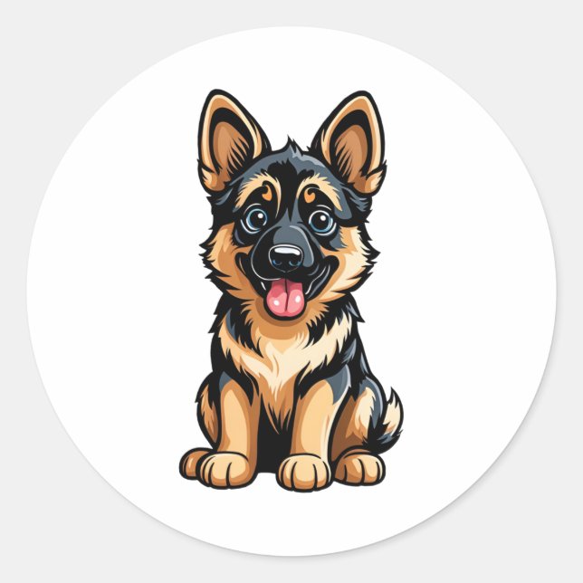 Bella the German Shepherd Pup Classic Round Sticker (Front)