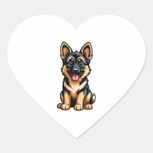 Bella the German Shepherd Pup Heart Sticker