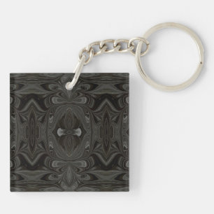 Belladonna Abstract Black and Gray Fluid Art Key Ring