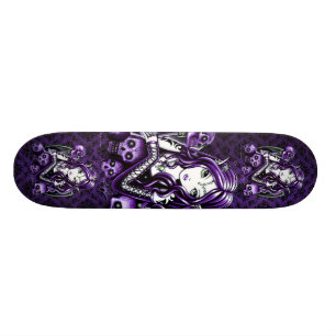 "Belladonna" Gothic Purple Skull Fairy Skateboard