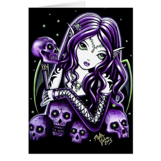 Belladonna Purple Skull Fairy Card (Front)