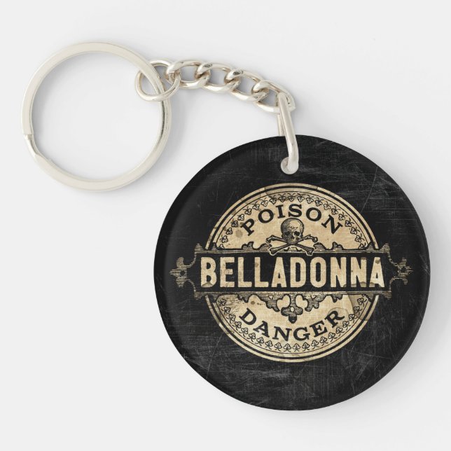 Belladonna Vintage Style Poison Label Key Ring (Front)