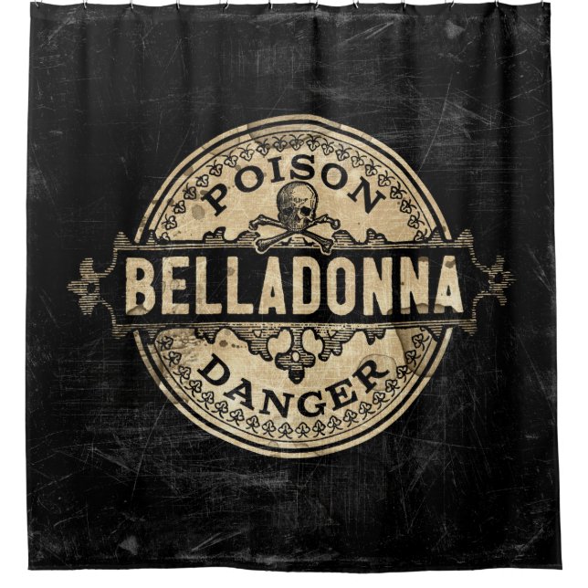Belladonna Vintage Style Poison Label Shower Curtain (Front)