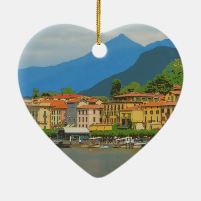 Bellagio Italy Poster Ceramic Tree Decoration (Back)