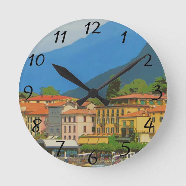 Bellagio Italy Poster Round Clock (Front)