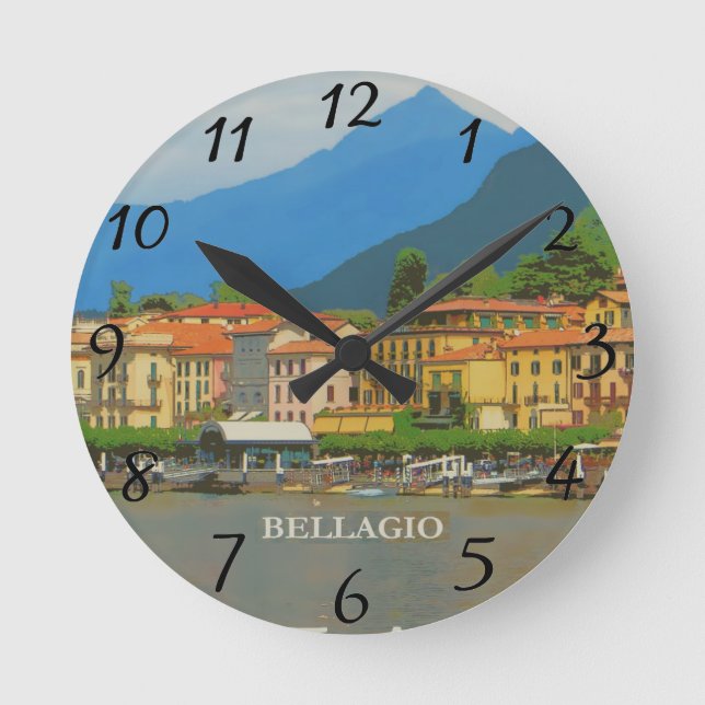 Bellagio Italy Poster Wall Clock (Front)