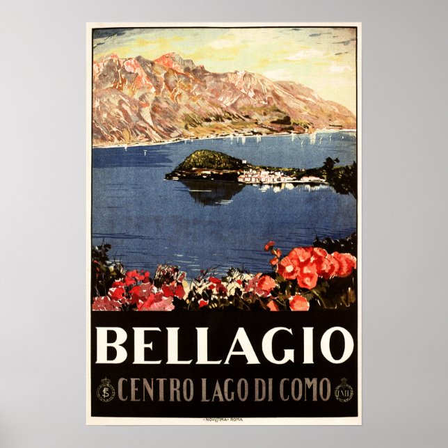 BELLAGIO Lake Como ITALY Vintage Italian Travel Poster (Front)