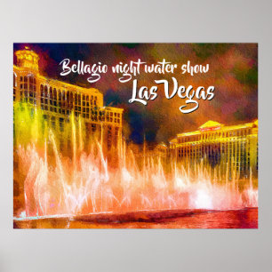 Bellagio night water show Las Vegas Poster