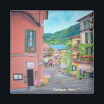 Bellagio Street, Italy - Magnet<br><div class="desc">Bellagio it has a very Mediterranean, tropical feeling, with palm trees, flowers, balmy weather, and buildings of red, orange, and gold. The cobblestone streets and arcades buildings give the town so much charm. There is a beautiful lakeside promenade lined with flowering trees which border the lake, and there are many...</div>