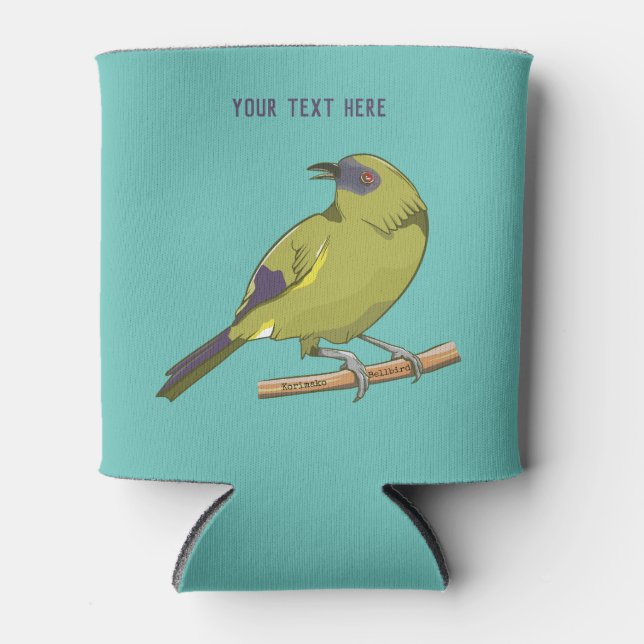 Bellbird Korimako NZ bird Can Cooler (Front)