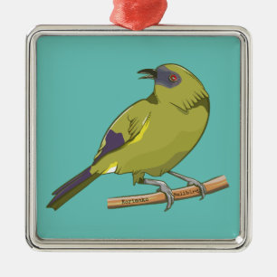 Bellbird Korimako NZ bird Metal Tree Decoration