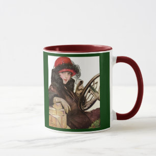 Belle, a vintage lady Christmas shopping Mug