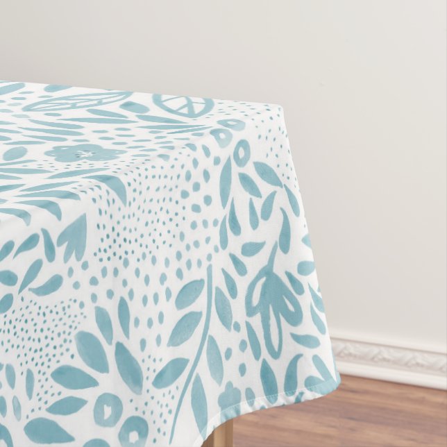 Belle Blue Floral Tablecloth (In Situ)