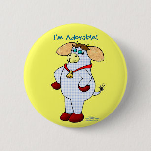 Belle Cow, "I'm Adorable!" 6 Cm Round Badge