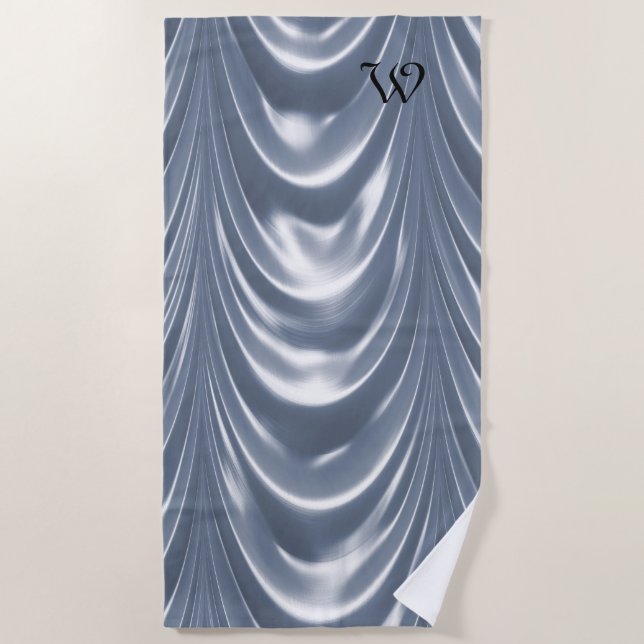 Belle Drape Soft Bleau Elegant Pattern Monogram Beach Towel (Front)