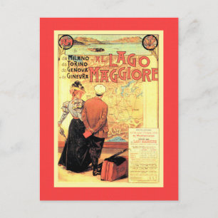 Belle époque 1899 Italian Railway travel poster Postcard
