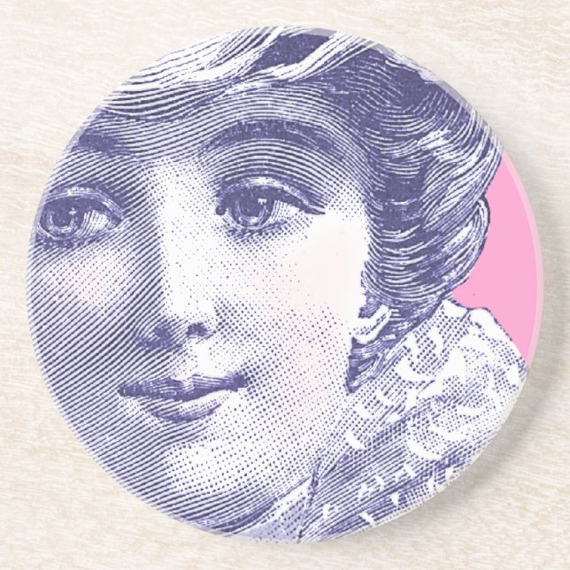Belle Epoque Beauty Vintage Fashion Plate Coaster (Front)